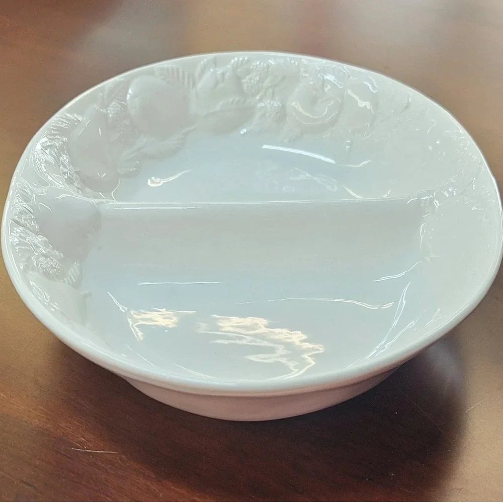 Winsor Browne AN12 Serving Dish‎ Embossed Floral Pattern Oval Made In Italy #8B6